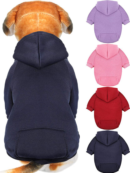 4 Pieces Small Dog Sweaters Dog Hoodie Clothes with Hat for Small Dogs Boy Chihuahua Clothes with Pocket Puppy Pet Winter Clothes Warm Hoodies Coat Sweater Shirt (XXS)